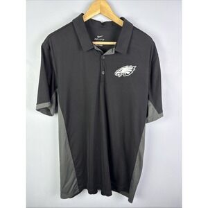 Philadelphia Eagles Men's XL Nike NFL Polo Shirt Dri-Fit Black Gray - Excellent